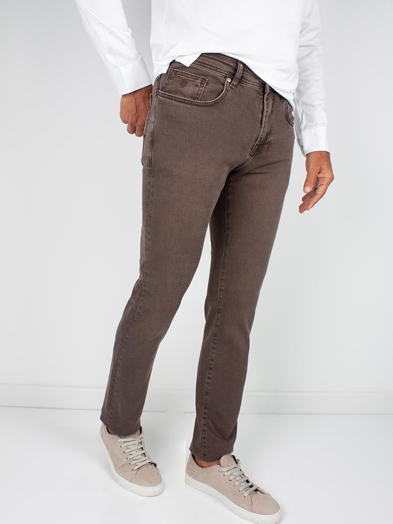 Regular Fit Kahve Pamuklu Likralı Kot Pantolon