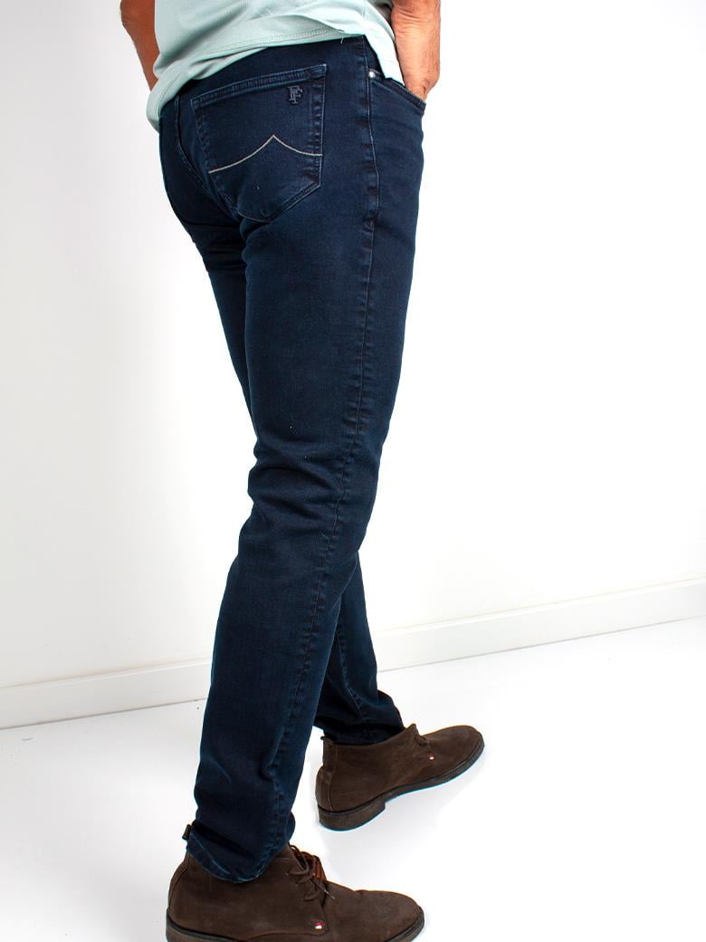 Regular Fit Koyu Saks Pamuklu Likralı Kot Pantolon