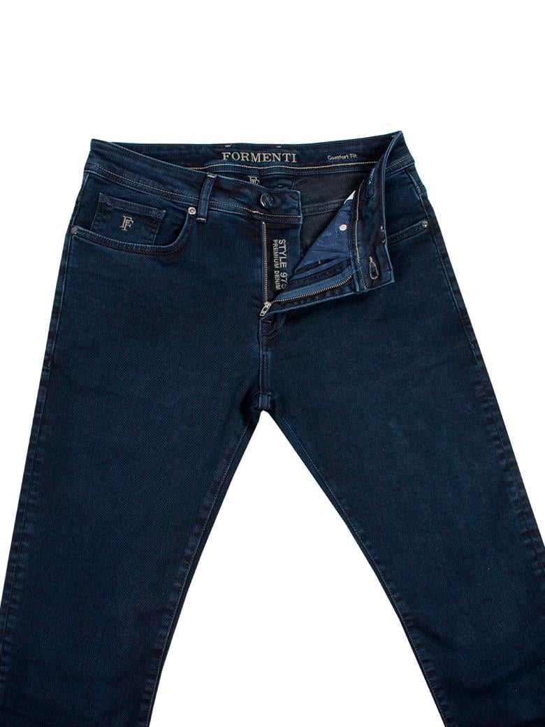 Regular Fit Koyu Saks Pamuklu Likralı Kot Pantolon