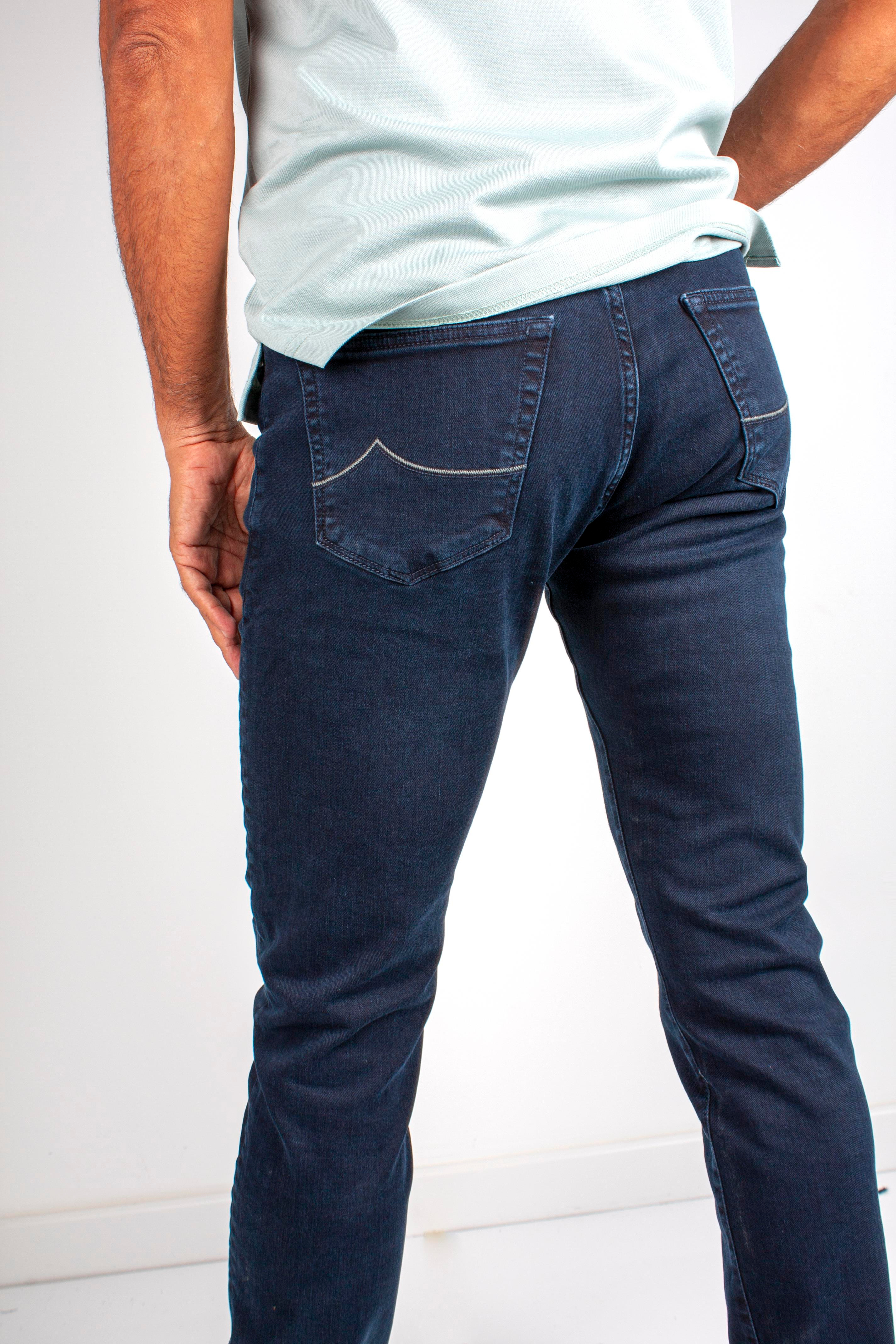 Regular Fit Koyu Saks Pamuklu Likralı Kot Pantolon