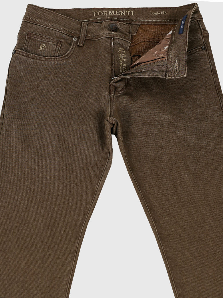 Regular Fit Likralı Bej Denim Kot Pantolon