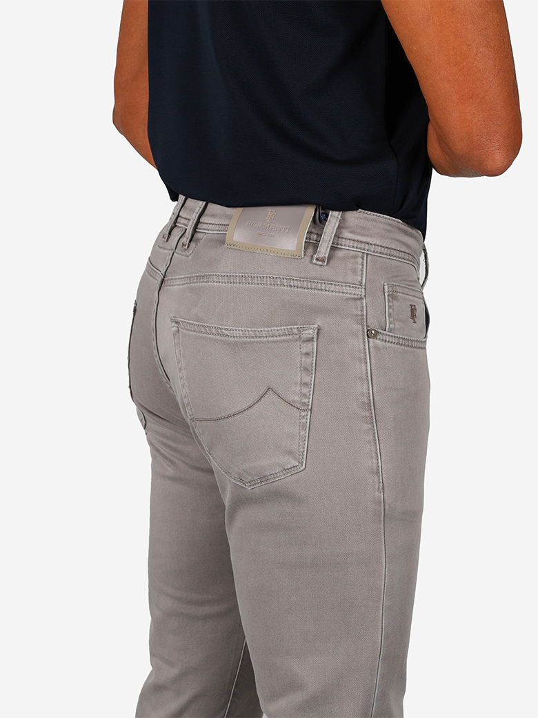 Regular Fit Likralı Gri Denim Kot Pantolon