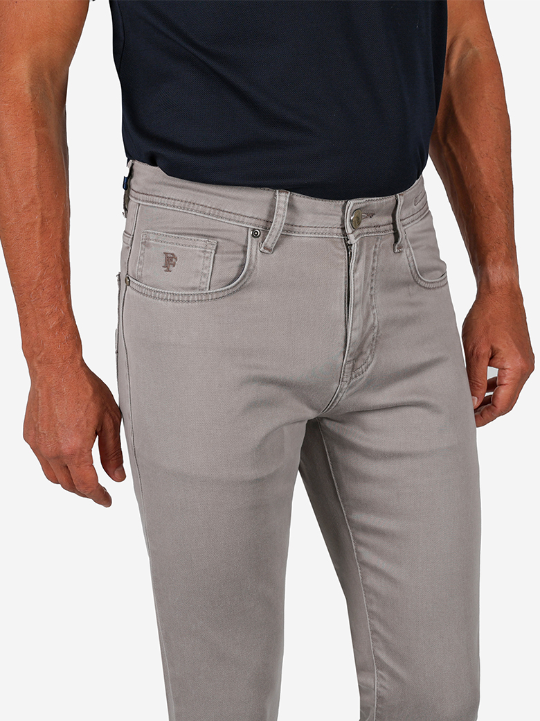 Regular Fit Likralı Gri Denim Kot Pantolon