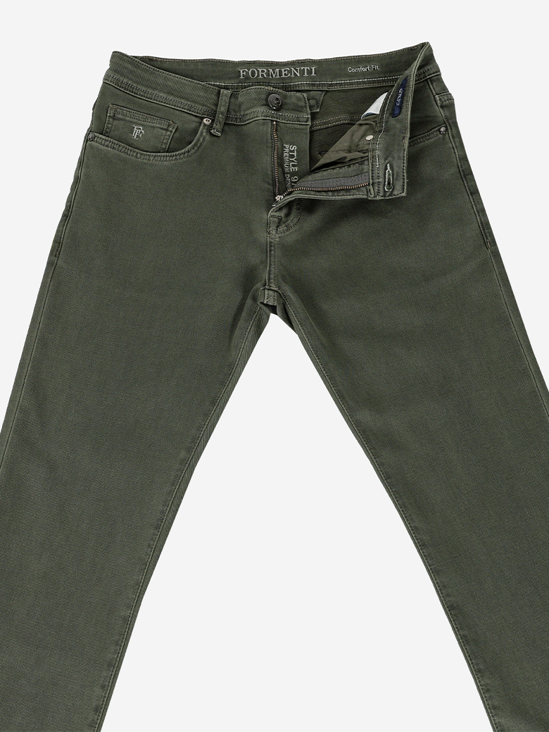 Regular Fit Likralı Haki Denim Kot Pantolon