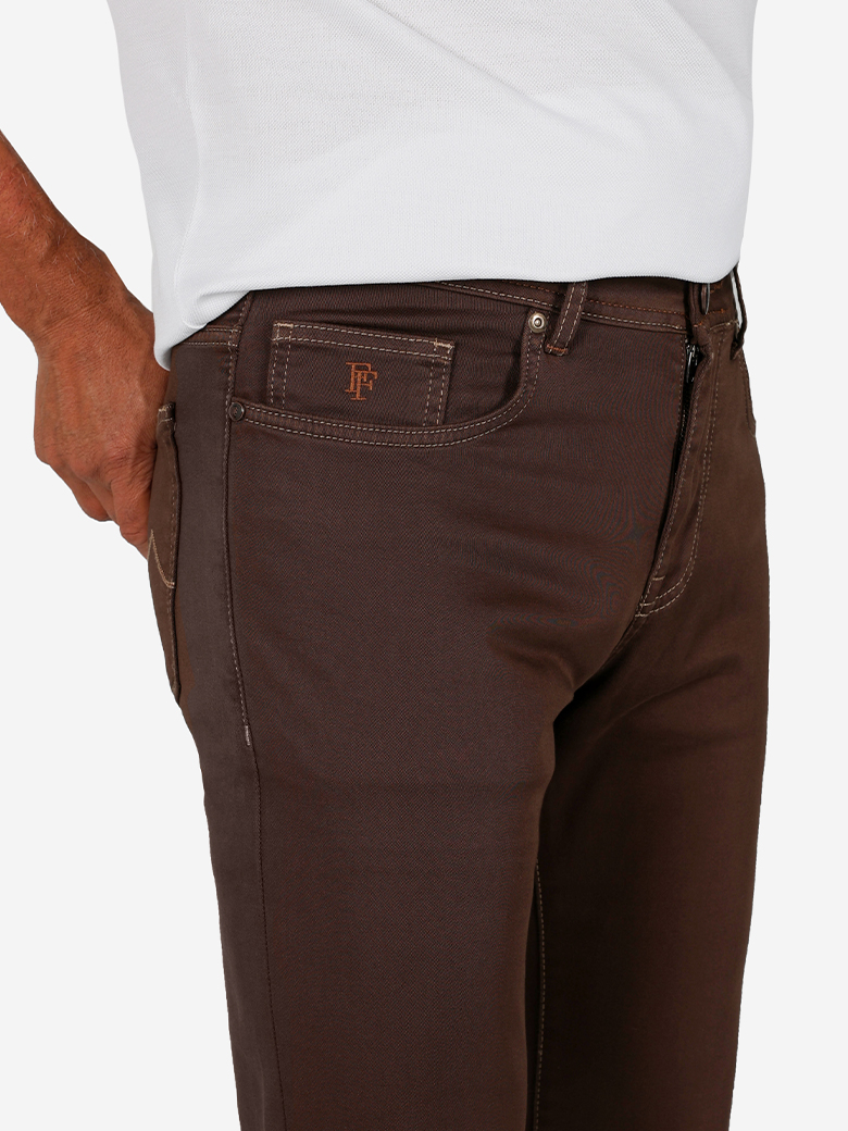 Regular Fit Likralı Kahve Denim Kot Pantolon