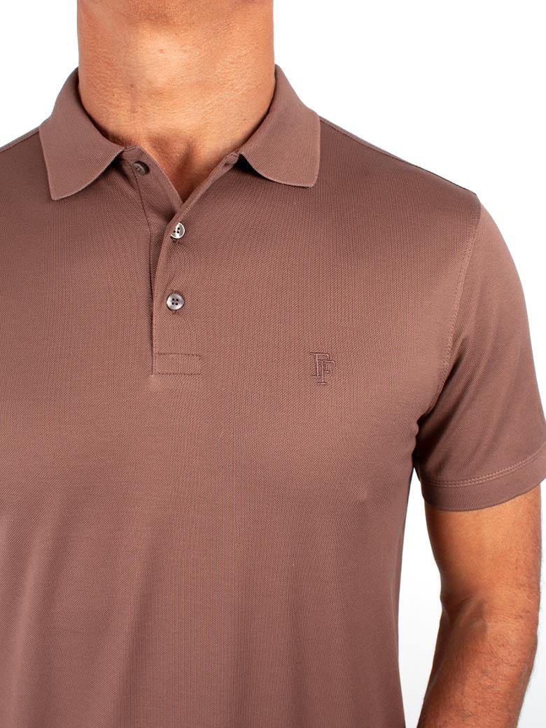 Regular Fit Merserize %100 Pamuk Açık Kahve Polo Yaka Tişört