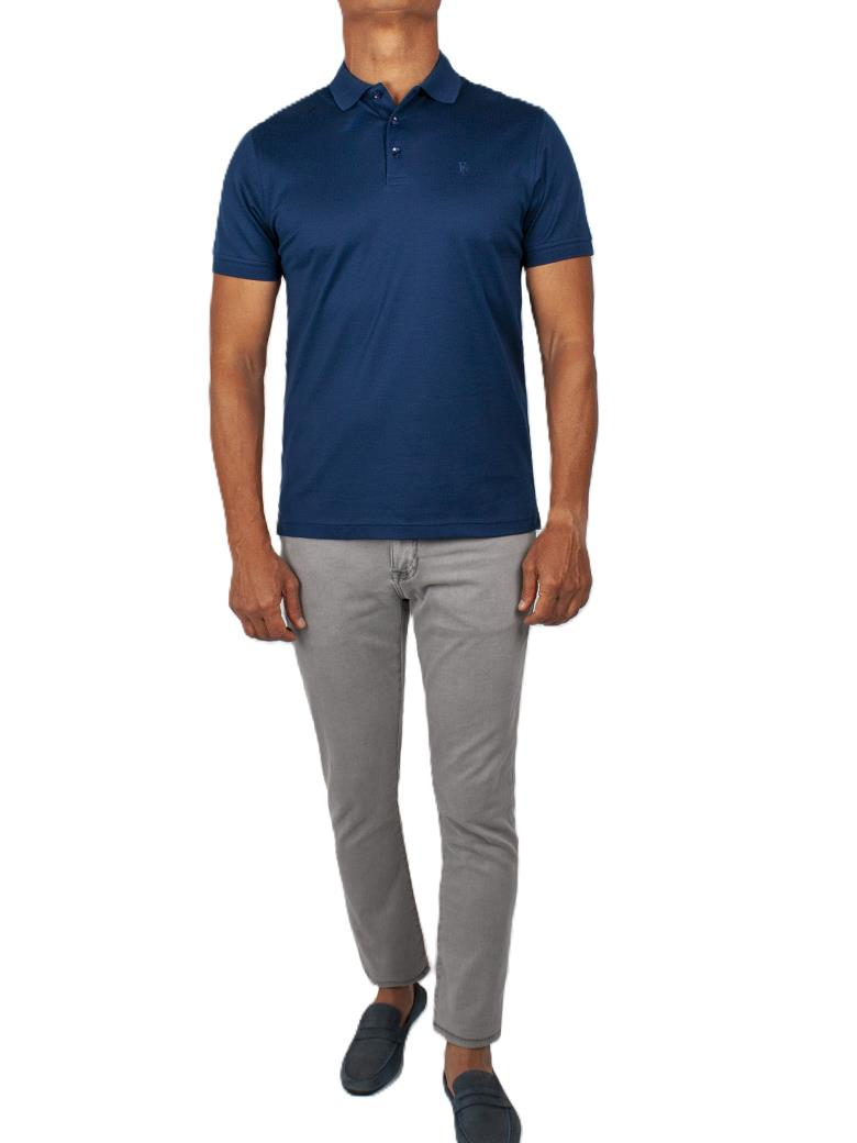 Regular Fit Merserize %100 Pamuk Açık Lacivert Polo Yaka Tişört