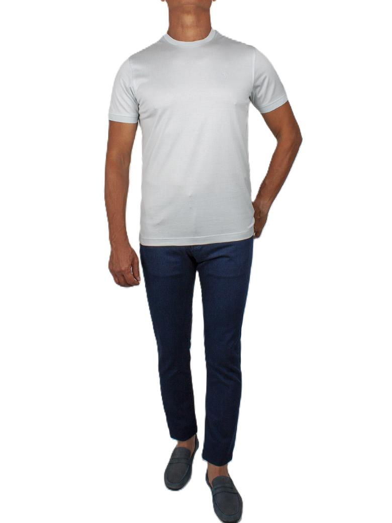 Regular Fit Merserize %100 Pamuk Açık Mavi Bisiklet Yaka Tişört