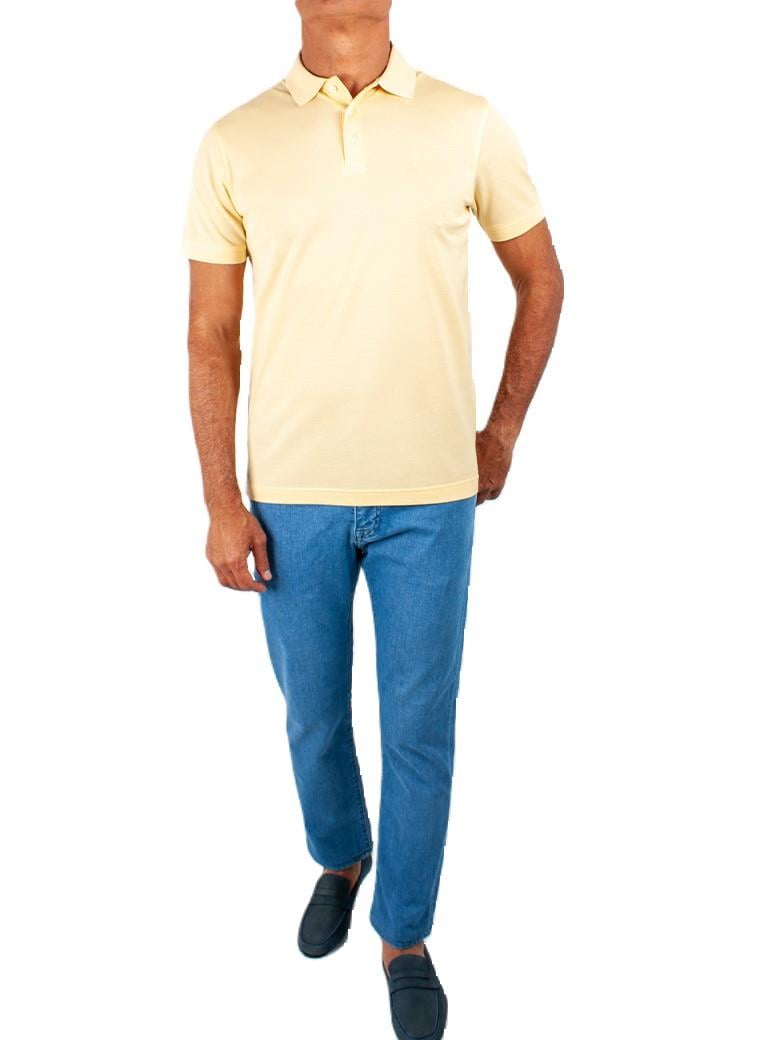 Regular Fit Merserize %100 Pamuk Açık Sarı Polo Yaka Tişört