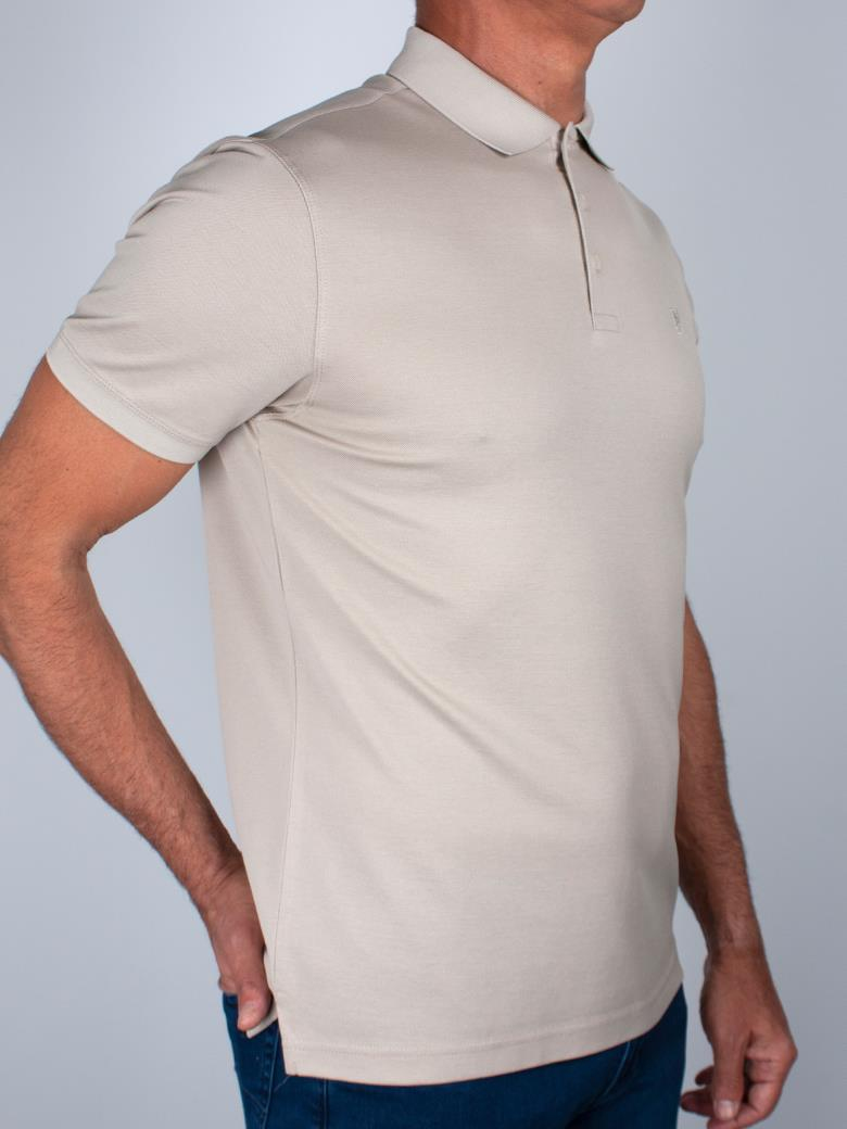 Regular Fit Merserize %100 Pamuk Bej Polo Yaka Tişört