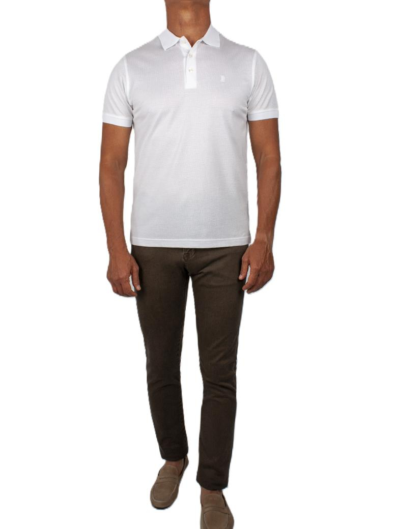 Regular Fit Merserize %100 Pamuk Beyaz Polo Yaka Tişört