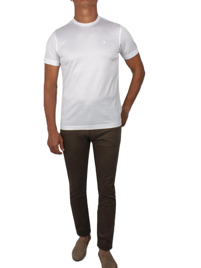 Regular Fit Merserize %100 Pamuk Beyaz Bisiklet Yaka Tişört