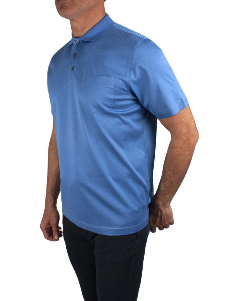 Regular Fit Merserize %100 Pamuk Cepli Saks Polo Yaka Tişört