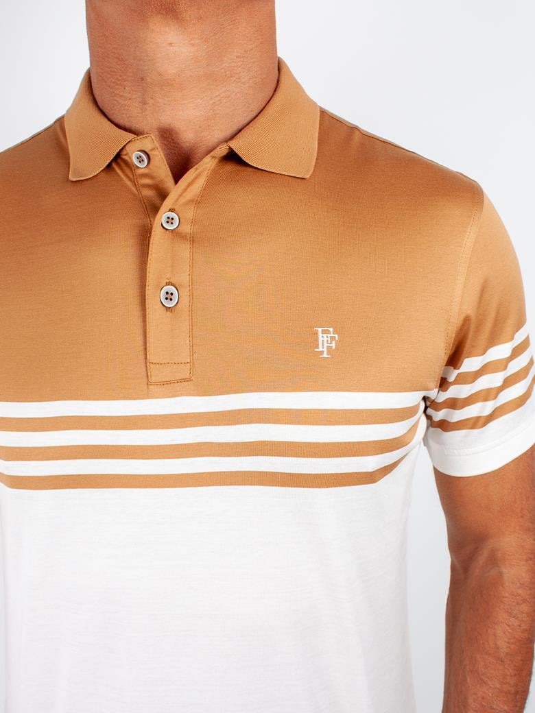 Regular Fit Merserize %100 Pamuk Desenli Kahve Polo Yaka Tişört