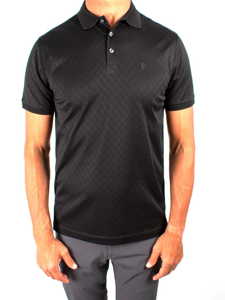 Regular Fit Merserize %100 Pamuk Desenli Siyah Polo Yaka Tişört