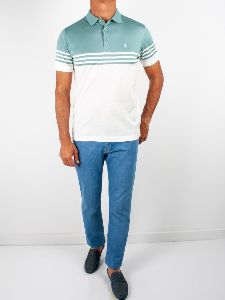 Regular Fit Merserize %100 Pamuk Desenli Mint Polo Yaka Tişört
