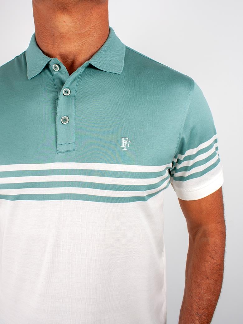 Regular Fit Merserize %100 Pamuk Desenli Mint Polo Yaka Tişört