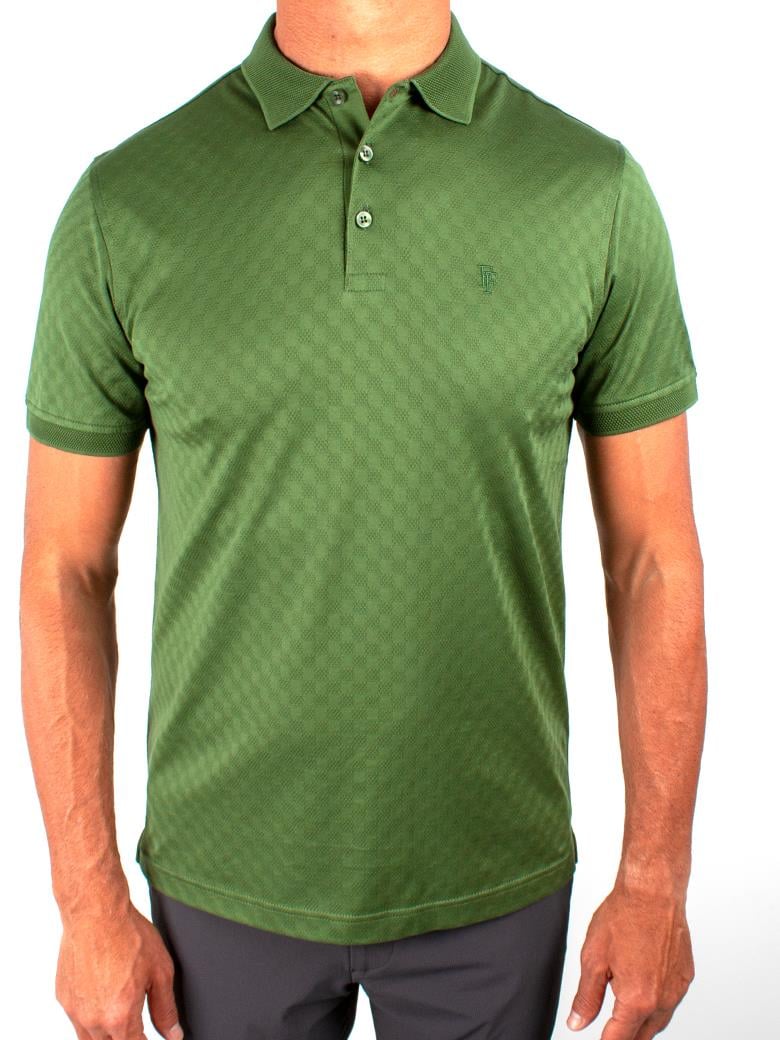 Regular Fit Merserize %100 Pamuk Desenli Yeşil Polo Yaka Tişört