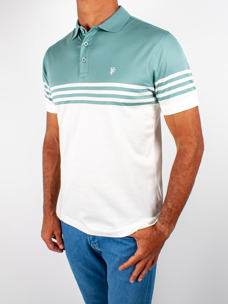 Regular Fit Merserize %100 Pamuk Desenli Mint Polo Yaka Tişört