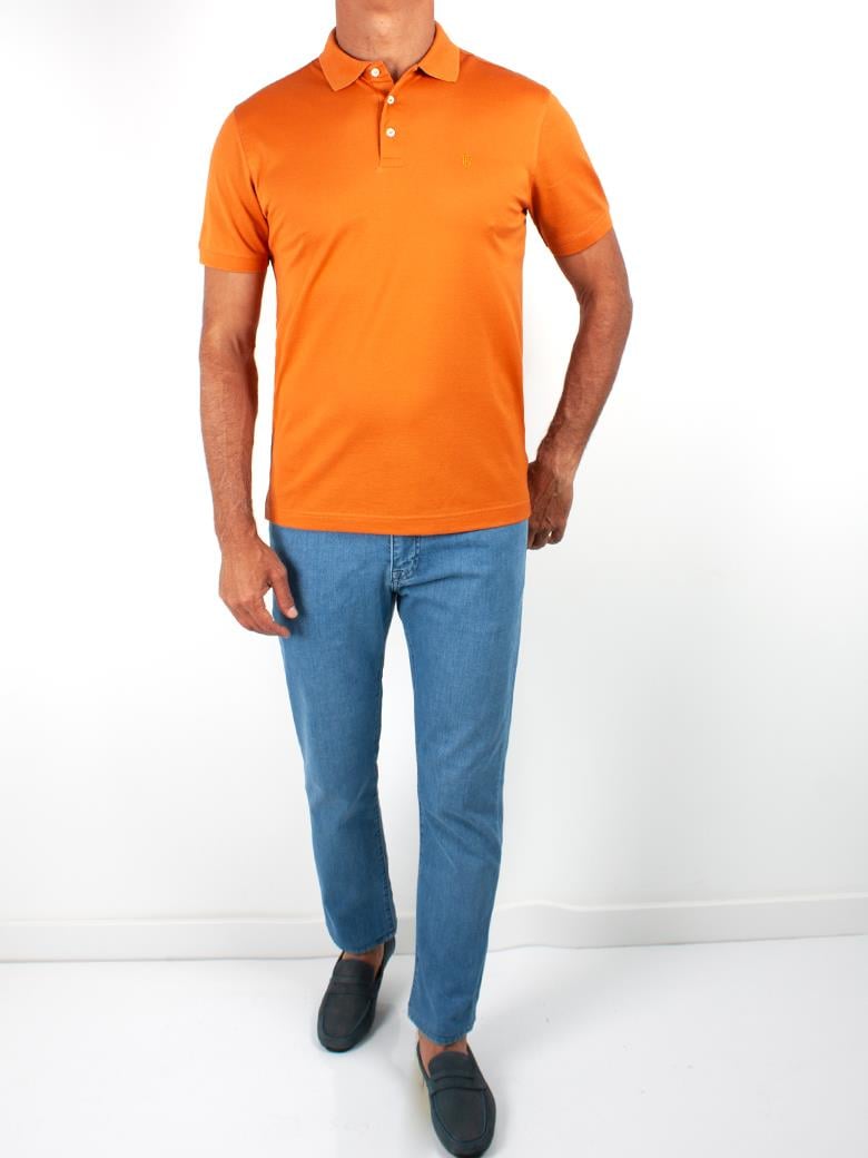 Regular Fit Merserize %100 Pamuk Hardal Polo Yaka Tişört