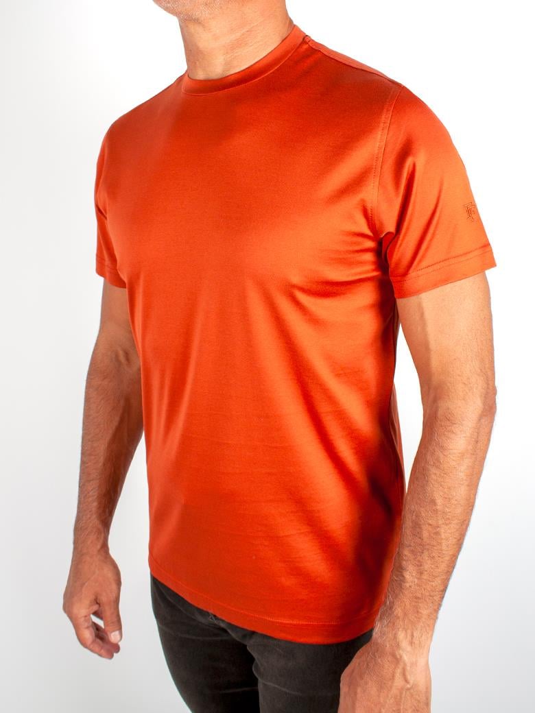 Regular Fit Merserize %100 Pamuk Kiremit Bisiklet Yaka Tişört