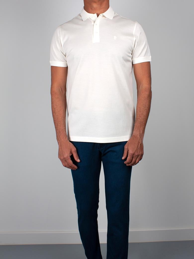 Regular Fit Merserize %100 Pamuk Koyu Beyaz Polo Yaka Tişört