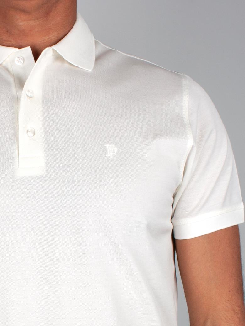 Regular Fit Merserize %100 Pamuk Koyu Beyaz Polo Yaka Tişört