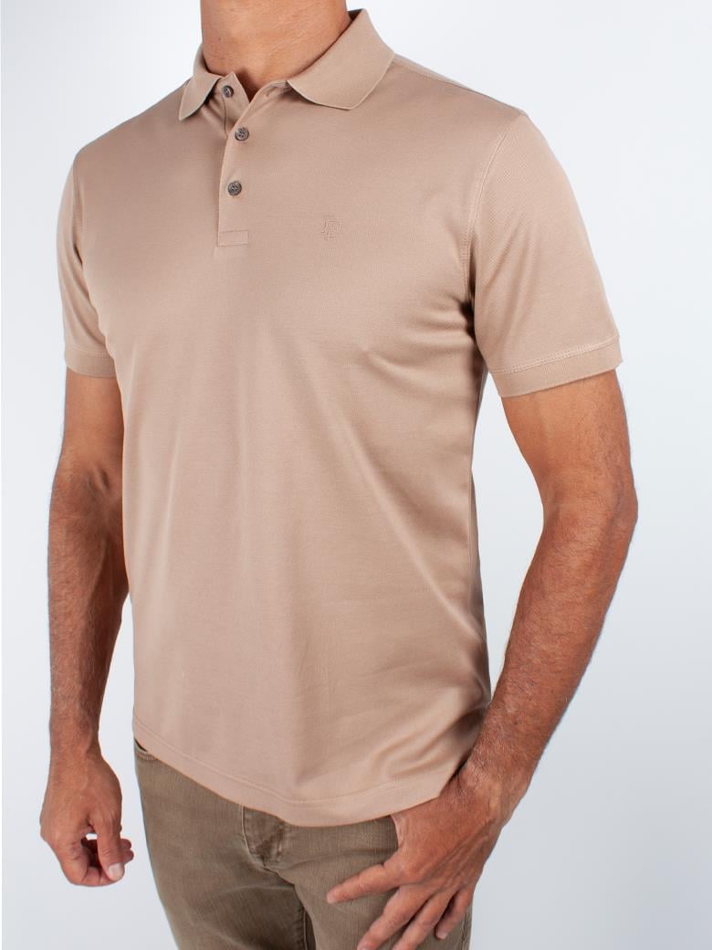 Regular Fit Merserize %100 Pamuk Koyu Bej Polo Yaka Tişört