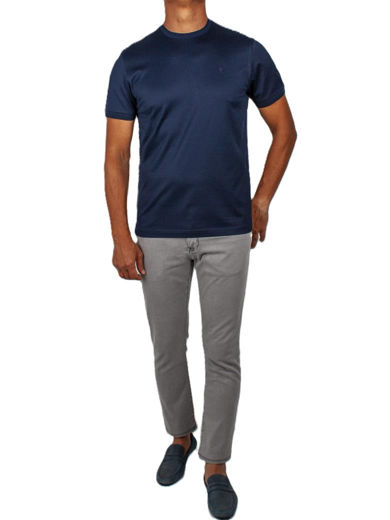 Regular Fit Merserize %100 Pamuk Koyu Lacivert Bisiklet Yaka Tişört