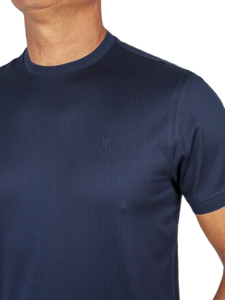 Regular Fit Merserize %100 Pamuk Koyu Lacivert Bisiklet Yaka Tişört