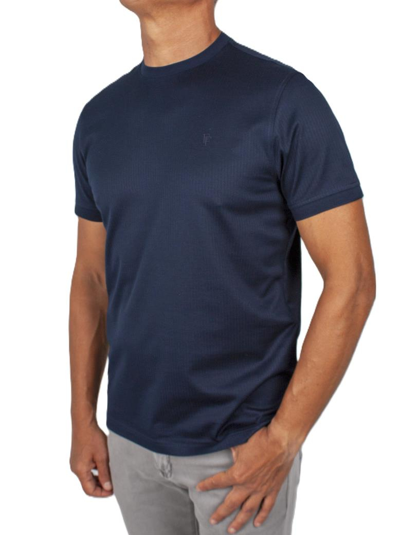 Regular Fit Merserize %100 Pamuk Koyu Lacivert Bisiklet Yaka Tişört