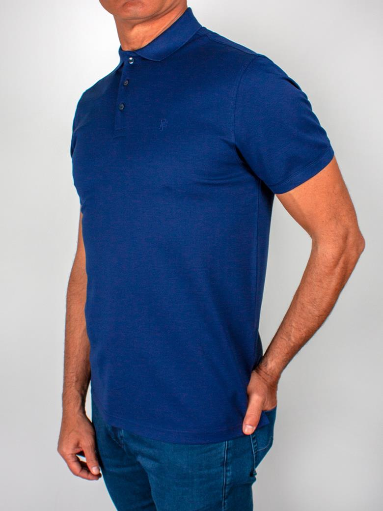 Regular Fit Merserize %100 Pamuk Lacivert Polo Yaka Tişört
