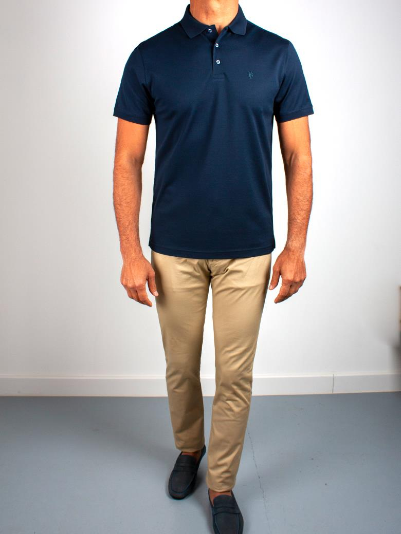 Regular Fit Merserize %100 Pamuk Navy Polo Yaka Tişört