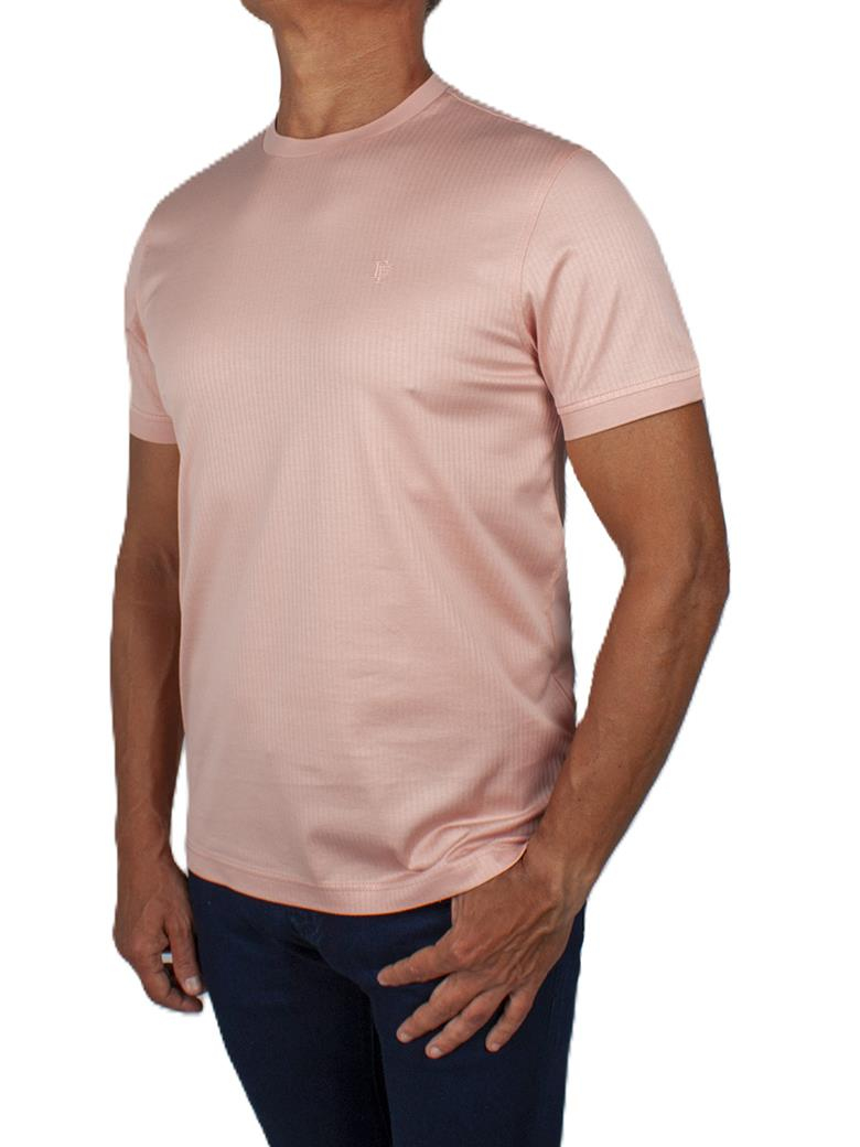 Regular Fit Merserize %100 Pamuk Pembe Bisiklet Yaka Tişört