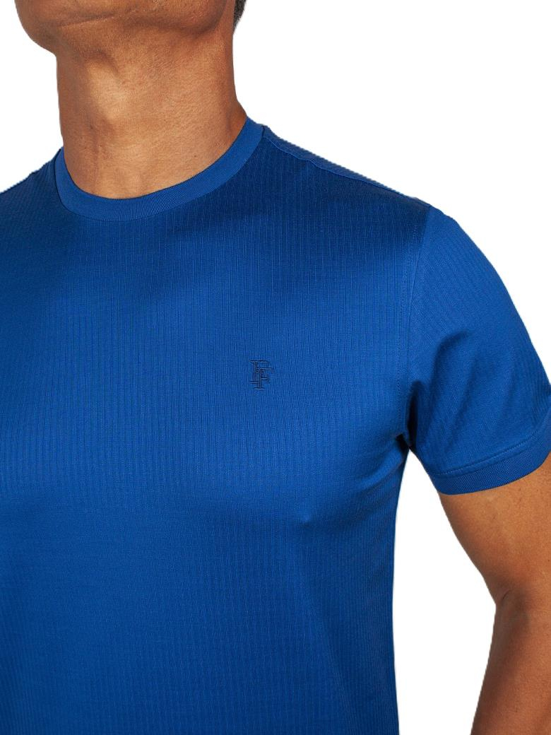 Regular Fit Merserize %100 Pamuk Saks Bisiklet Yaka Tişört