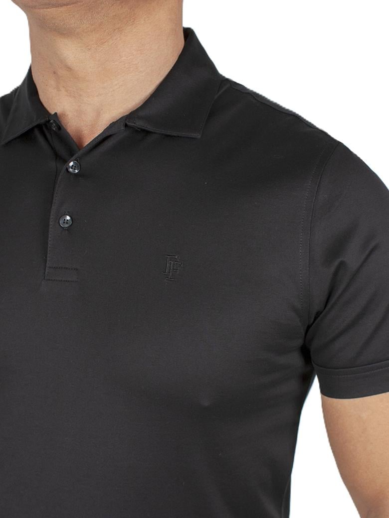 Regular Fit Merserize %100 Pamuk Siyah Polo Yaka Tişört