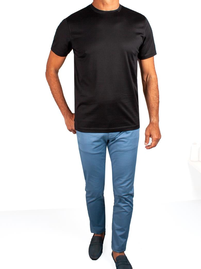 Regular Fit Merserize %100 Pamuk Siyah Bisiklet Yaka Tişört