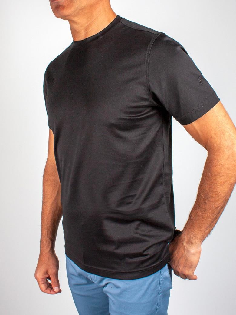 Regular Fit Merserize %100 Pamuk Siyah Bisiklet Yaka Tişört