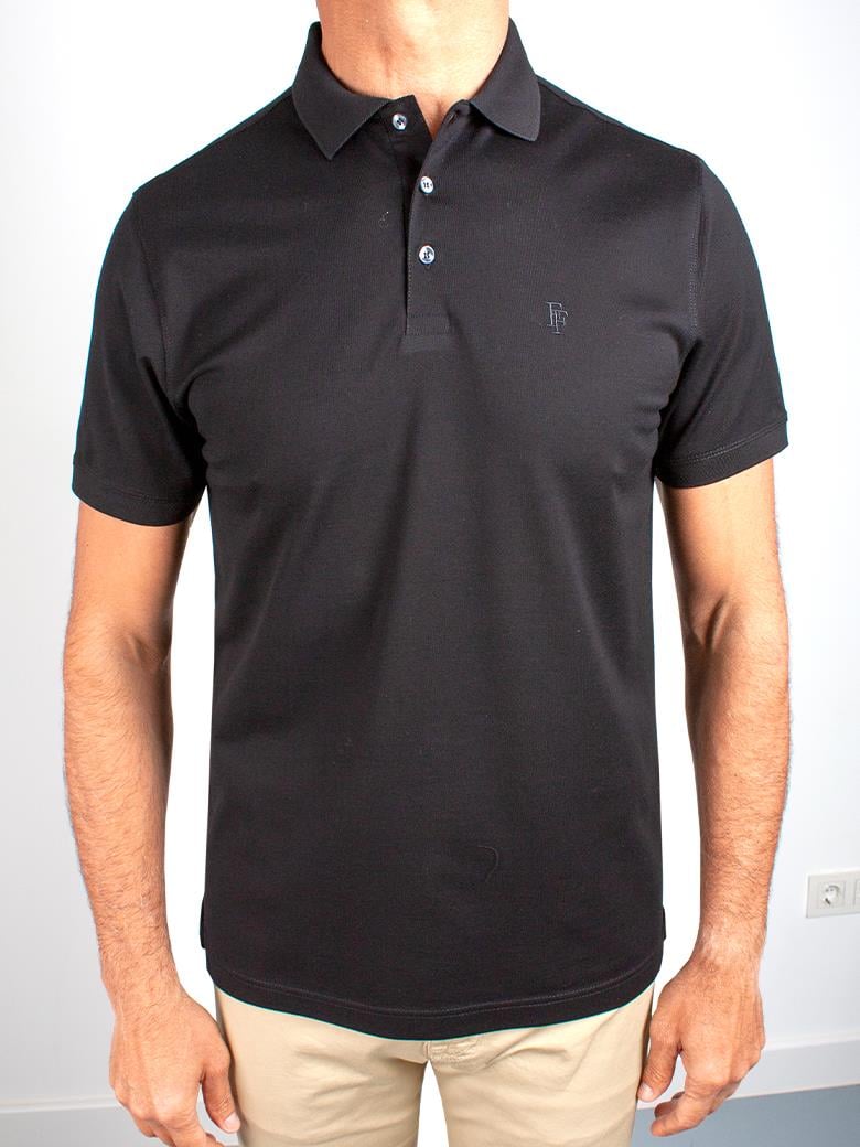 Regular Fit Merserize %100 Pamuk Siyah Polo Yaka Tişört