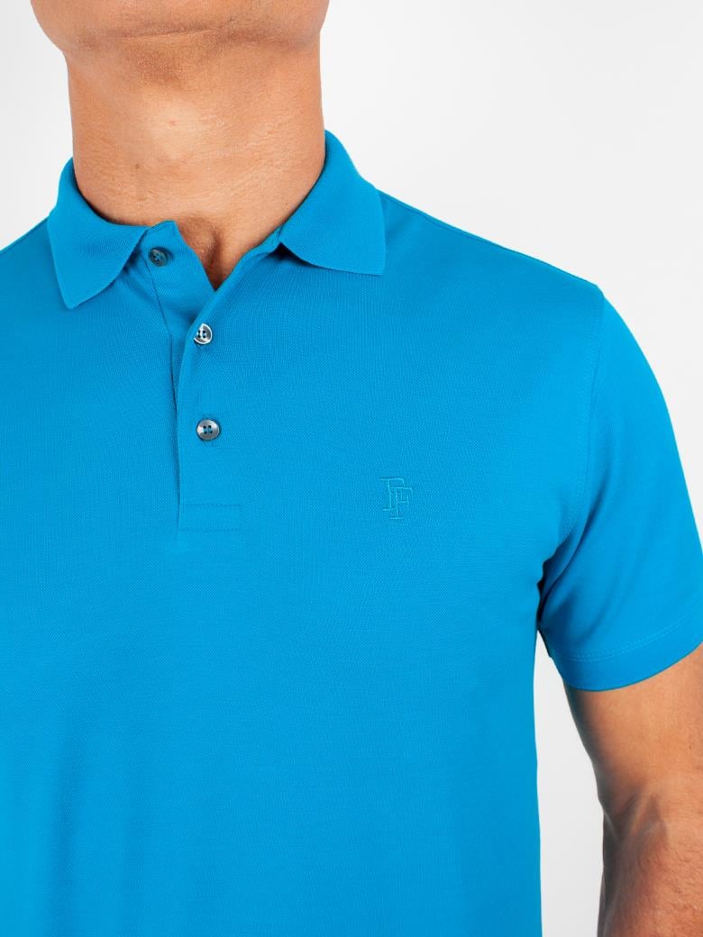 Regular Fit Merserize %100 Pamuk Turkuaz Polo Yaka Tişört