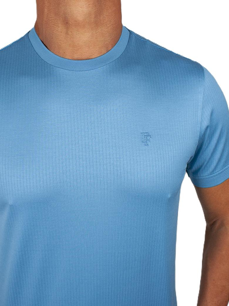 Regular Fit Merserize %100 Pamuk Turkuaz Bisiklet Yaka Tişört