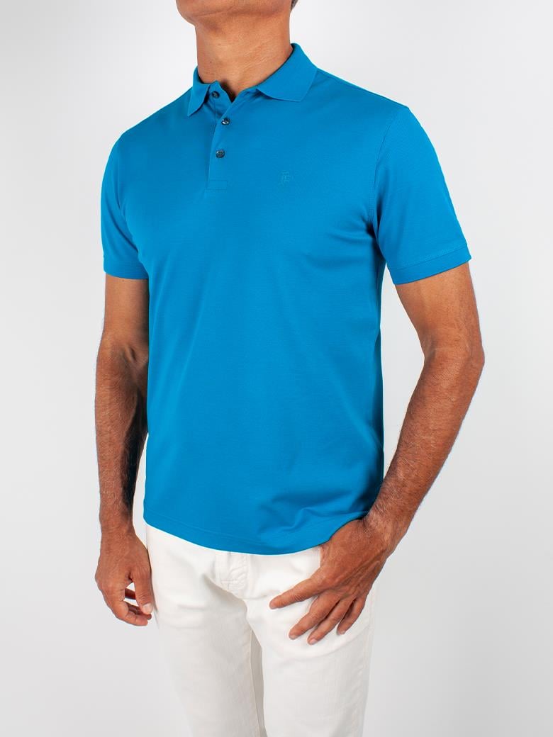 Regular Fit Merserize %100 Pamuk Turkuaz Polo Yaka Tişört