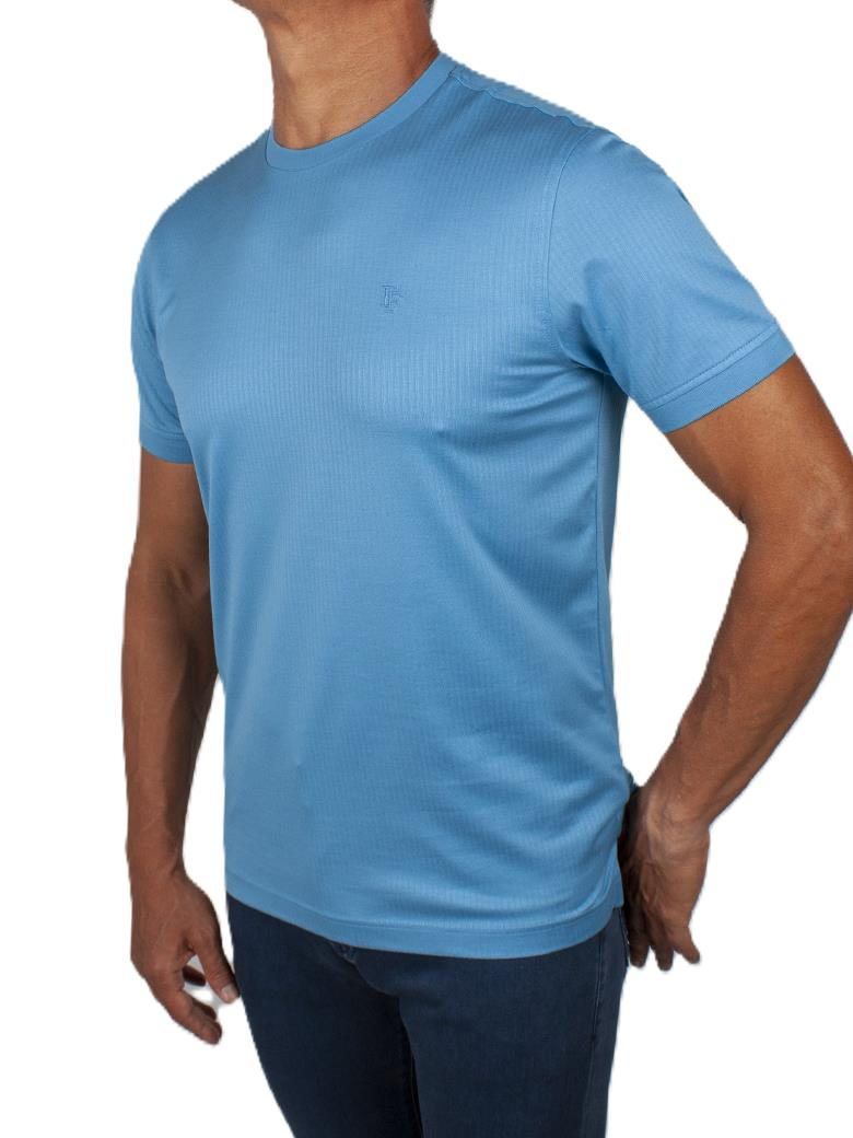 Regular Fit Merserize %100 Pamuk Turkuaz Bisiklet Yaka Tişört