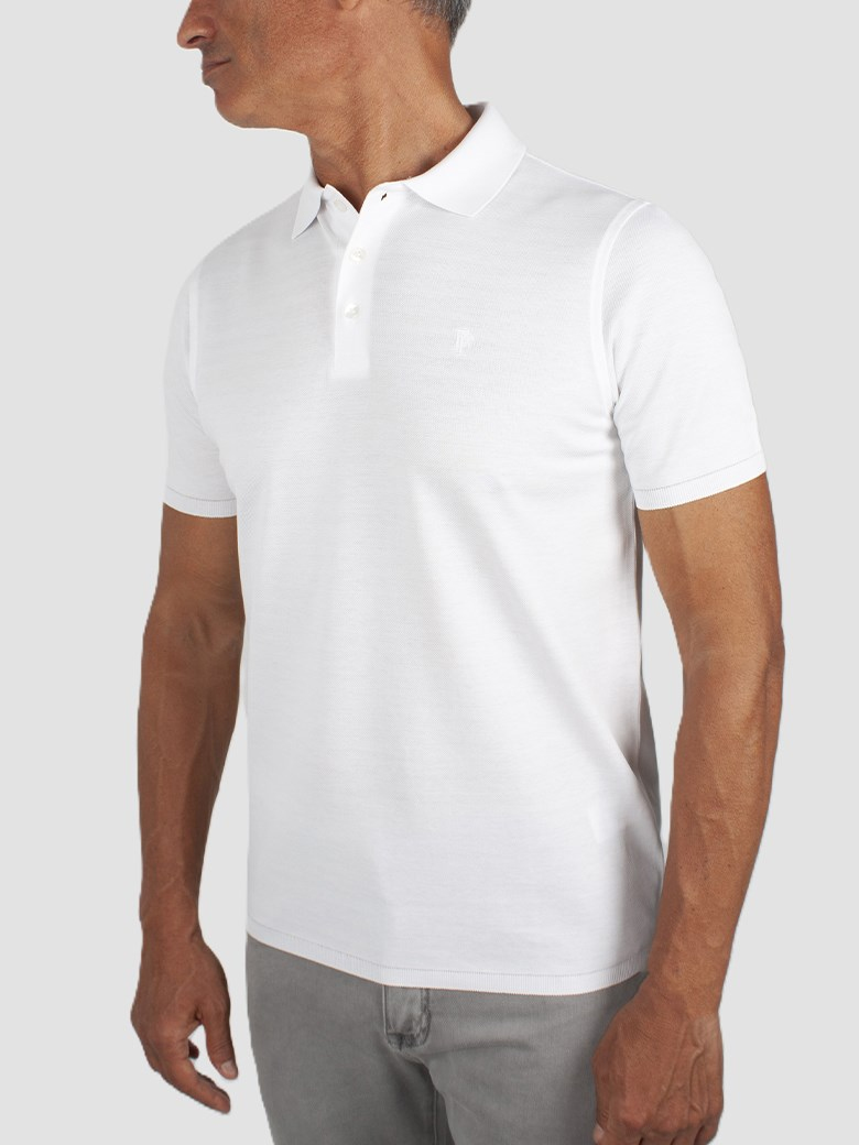 Regular Fit Merserize Beyaz Polo Yaka Tişört