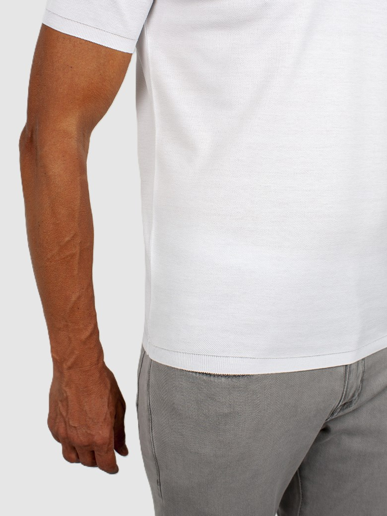 Regular Fit Merserize Beyaz Polo Yaka Tişört