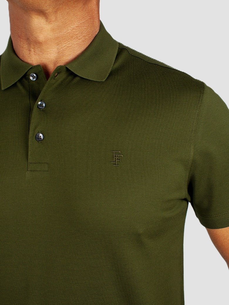 Regular Fit Merserize Haki Polo Yaka Tişört