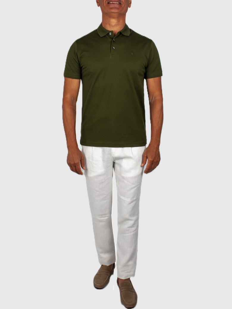 Regular Fit Merserize Haki Polo Yaka Tişört