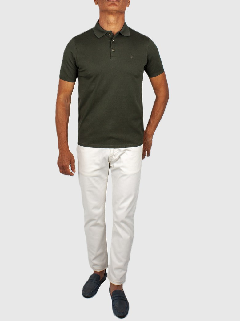 Regular Fit Merserize Haki Polo Yaka Tişört