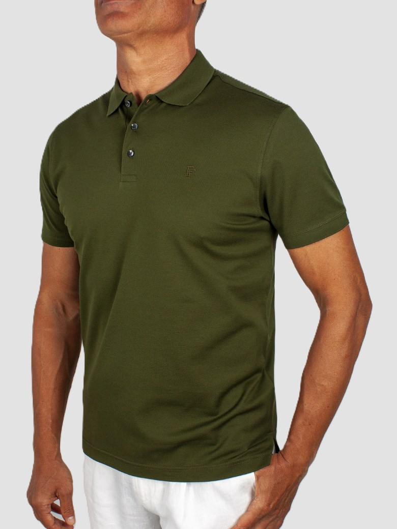 Regular Fit Merserize Haki Polo Yaka Tişört