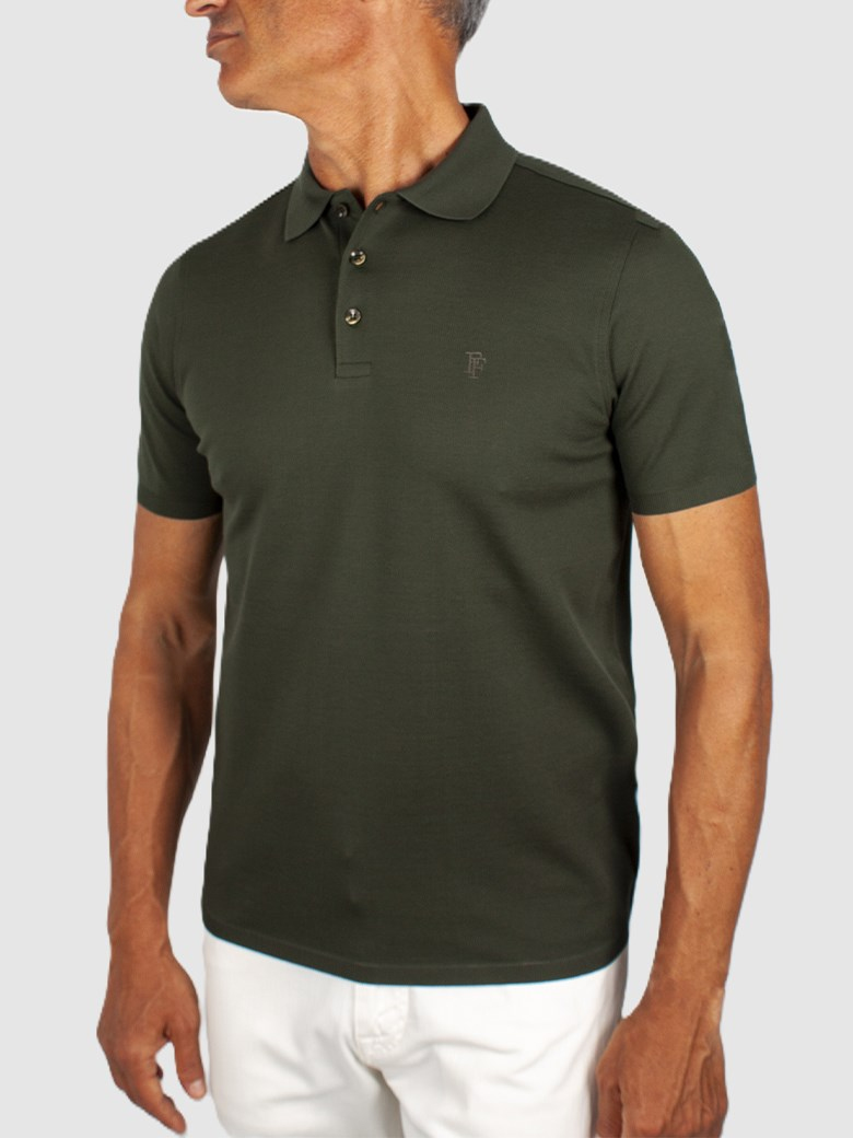 Regular Fit Merserize Haki Polo Yaka Tişört